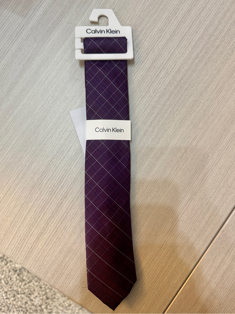 Calvin Klein Purple Plaid Boys Tie